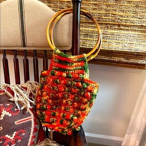 Hand crochet popcorn stitched handbag